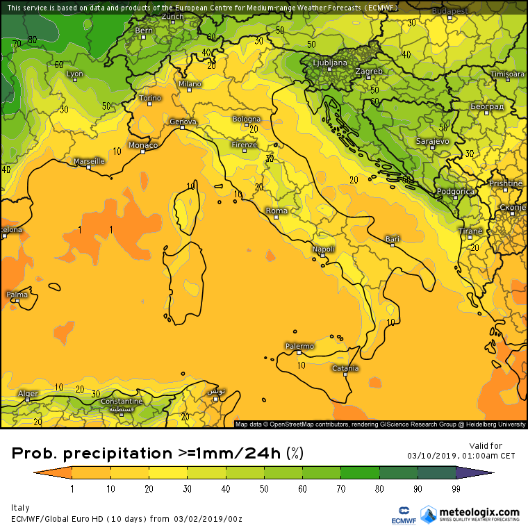 Previsioni Marzo 2019: fine della siccita al Nord