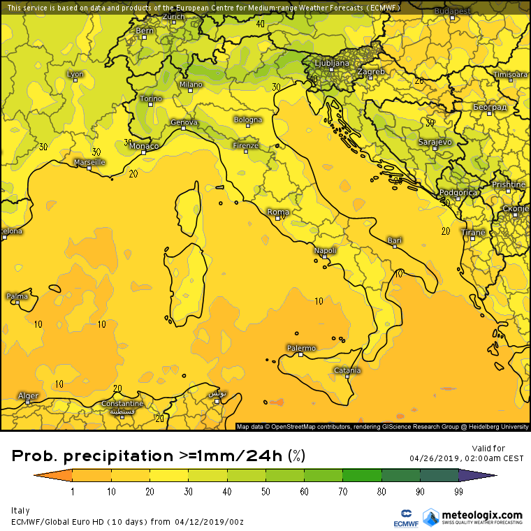 Meteo Pasqua, Pasquetta e 25 Aprile: GFS-ECMWF probabilistico