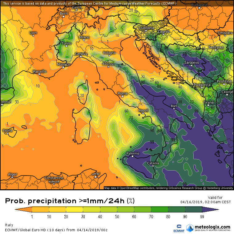 Previsioni meteo Pasqua, Pasquetta e 25 Aprile: GFS-ECMWF probabilistico