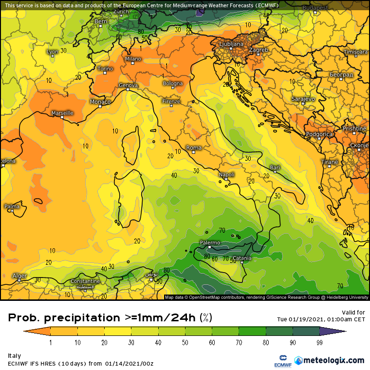 Freddo e neve a gennaio 2021?