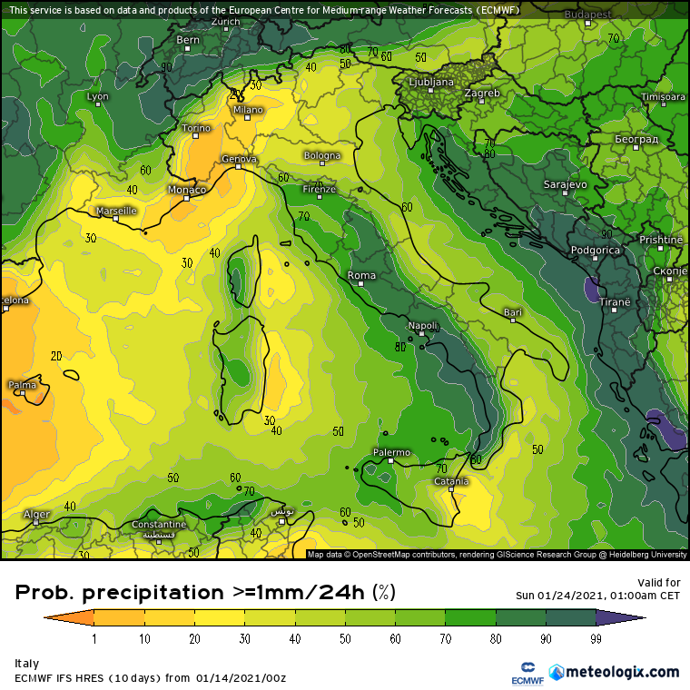 Freddo e neve a gennaio 2021?